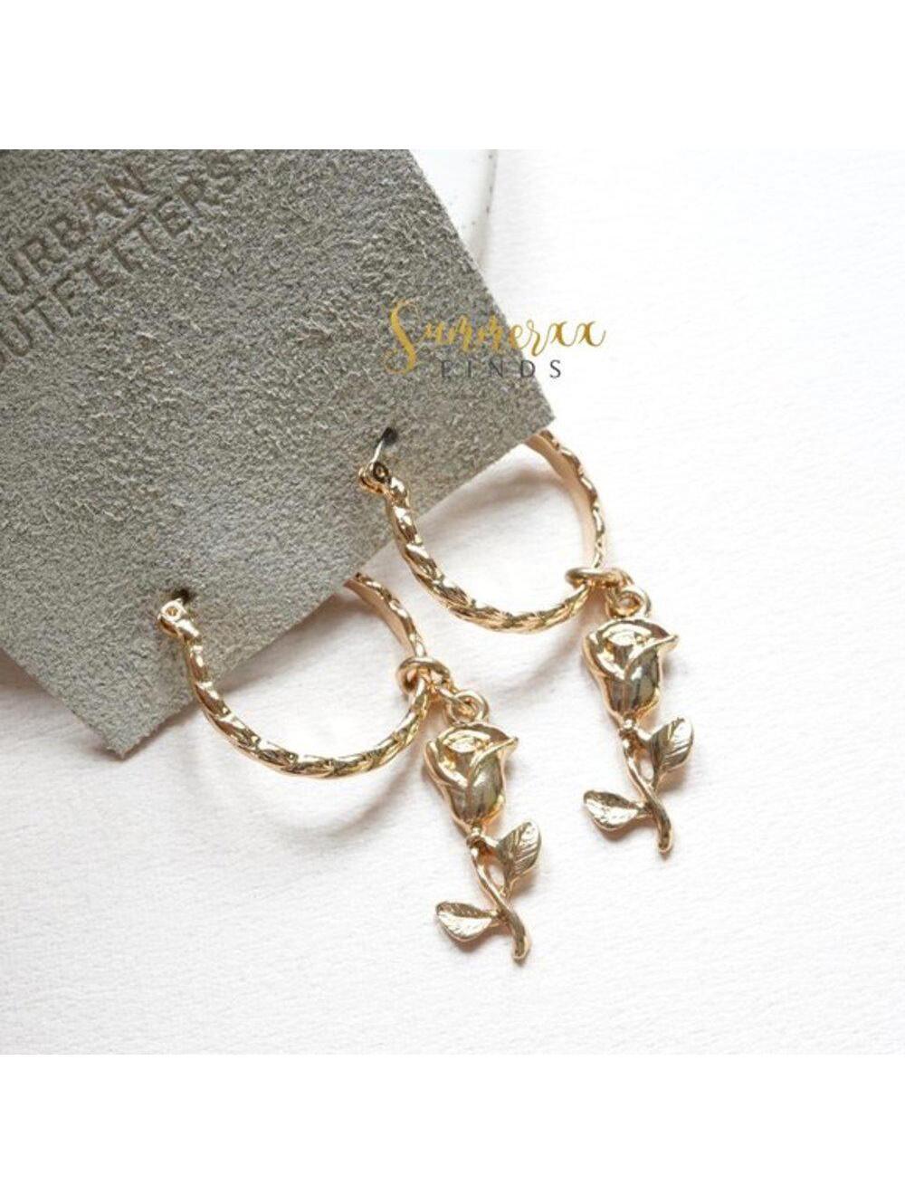 Urban Outfitters Rose Charm Hoop Earrings